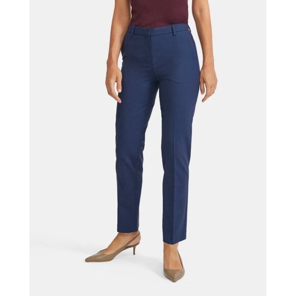 Theory Women’s Stretch Wool Slim Pants Dress Blue 10 M - Picture 1 of 10